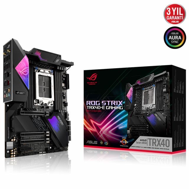 ASUS ROG STRIX TRX40-E-GAMING AMD TRX40 STRX4  8 X DDR4 4400 3XM2 USB3.1 AX WİFİ + BT AURA 